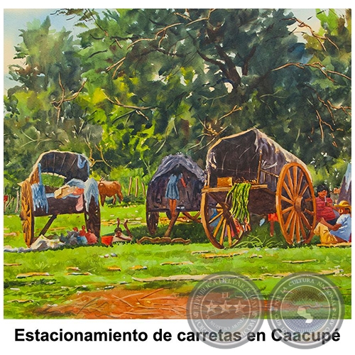 Estacionamiento de carretas en Caacupé - Obra de Emili Aparici